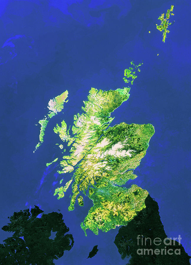 Satellite Map Of Scotland Satellite Image Of Scotland Photograph By Worldsat Productions/Nrsc/Science  Photo Library | Fine Art America