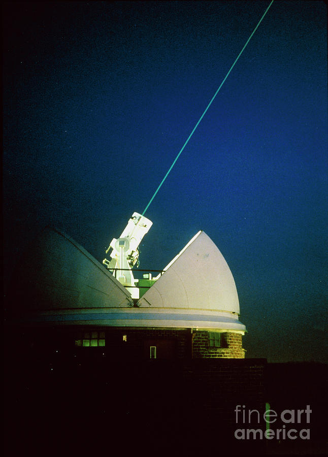 Satellite Laser Ranging Telescope In Operation Photograph by Royal Greenwich Observatory/science Photo Library