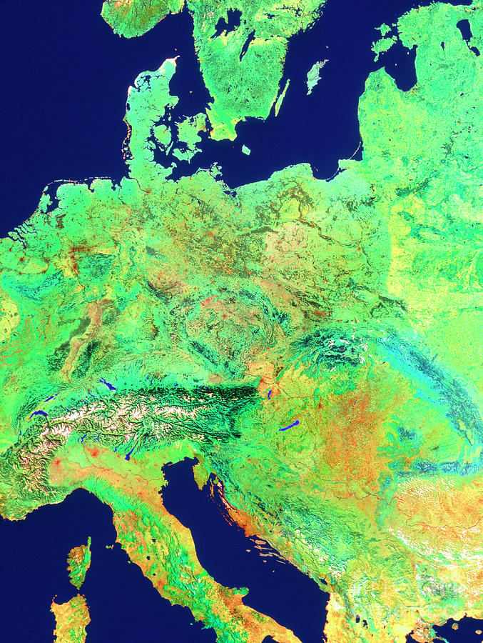 Satellite Mosaic Of Central Europe Photograph by Copyright Geospace/science Photo Library
