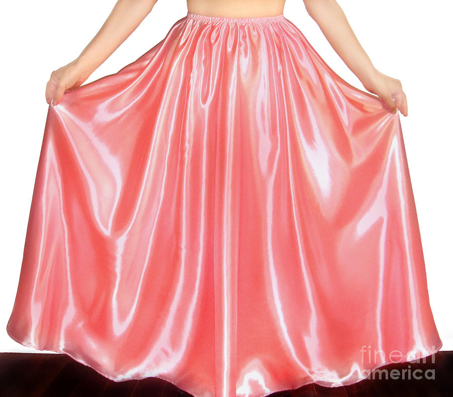 pink silk maxi skirt