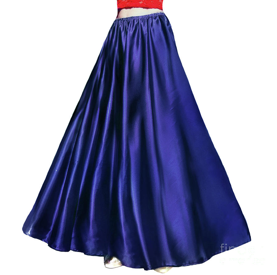 Satin maxi skirt. Ameynra classic. Navy-blue Photograph by Sofia ...