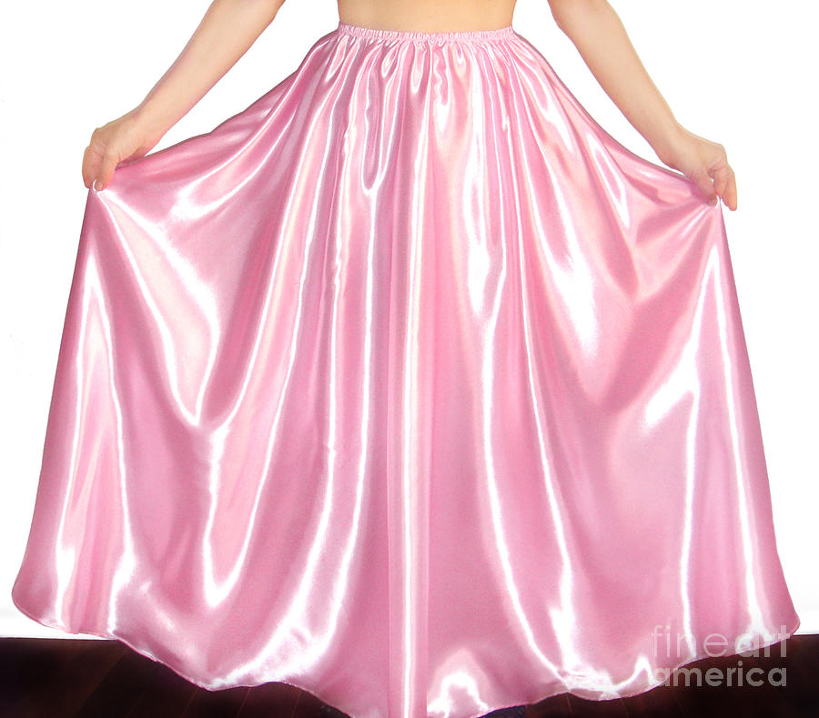 pink satin maxi skirt
