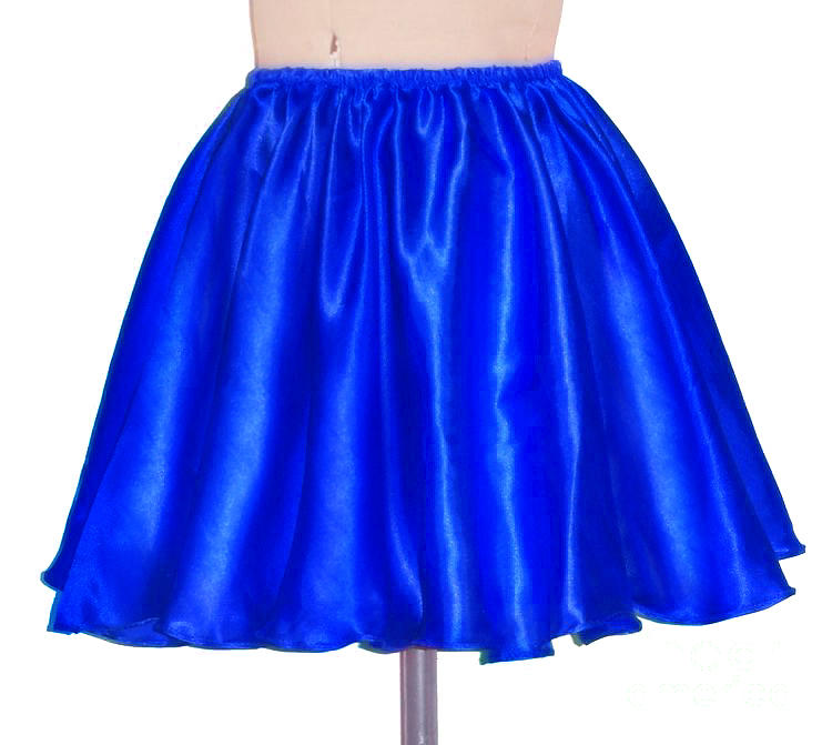 Satin mini skirt, full circle. Ameynra by Sofia. Blue color Photograph ...