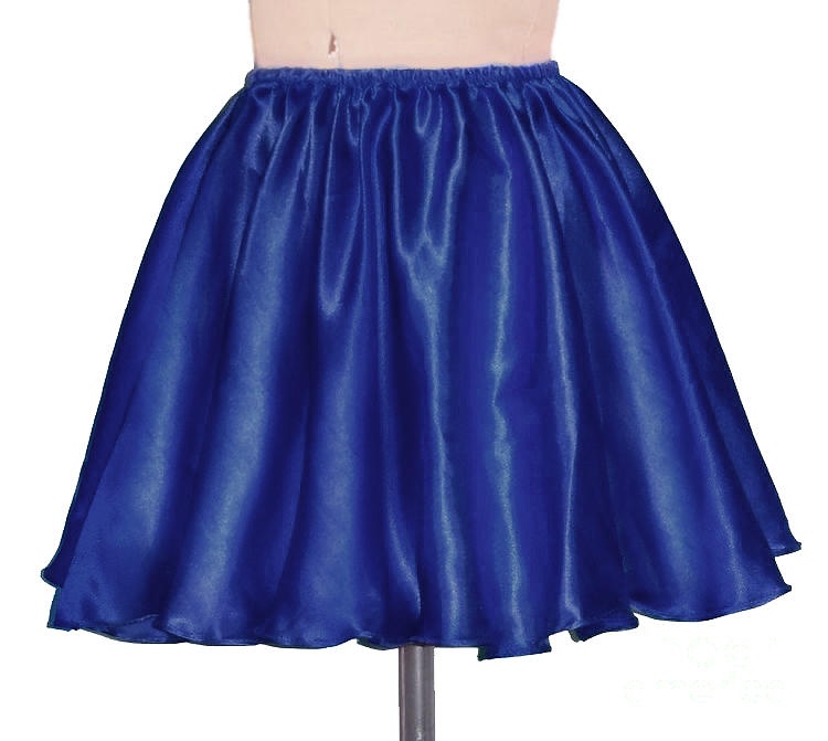 Satin mini skirt, full circle. Ameynra by Sofia. Navy-blue color ...