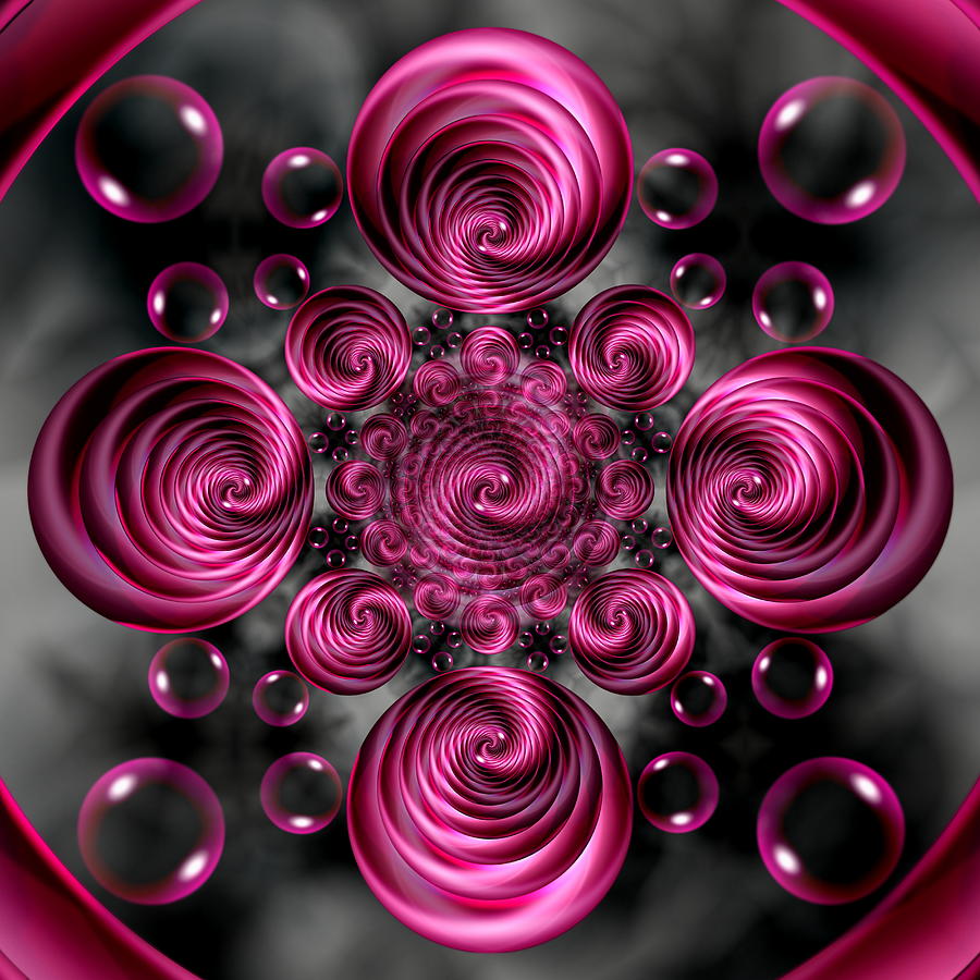 Satin Rose Twirl Vortex Circular Spirals Digital Art by Rolando Burbon