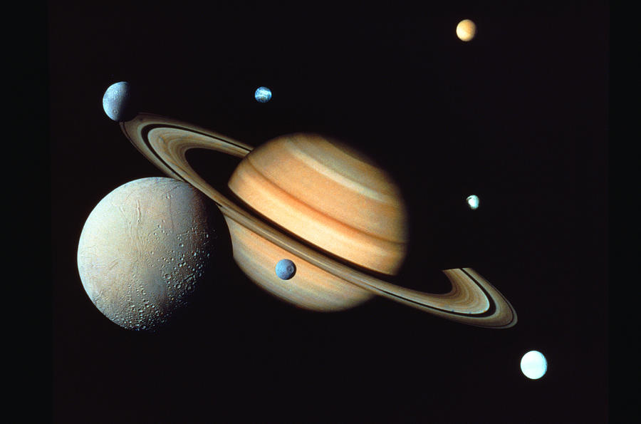 Saturn And Satellites Photograph by John Foxx