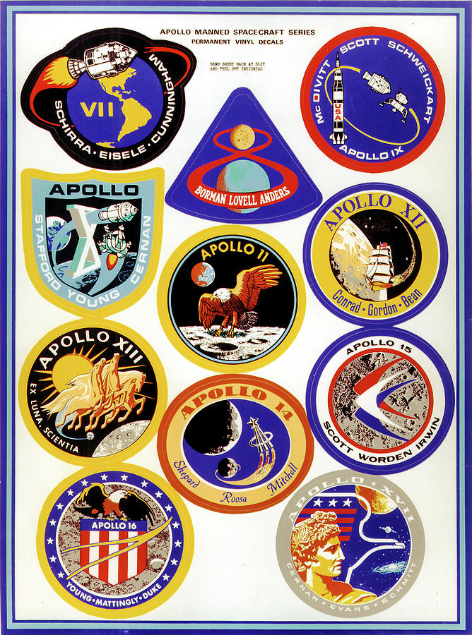 Saturn Apollo Program - Montage of Flight Crew Patches Photograph by Eric Glaser
