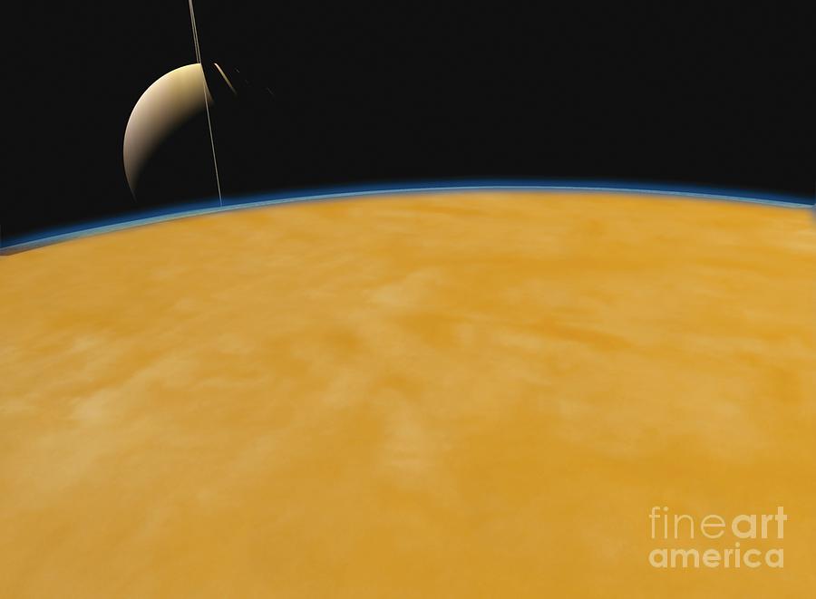 Saturn From Titan Photograph by Tim Brown/science Photo Library