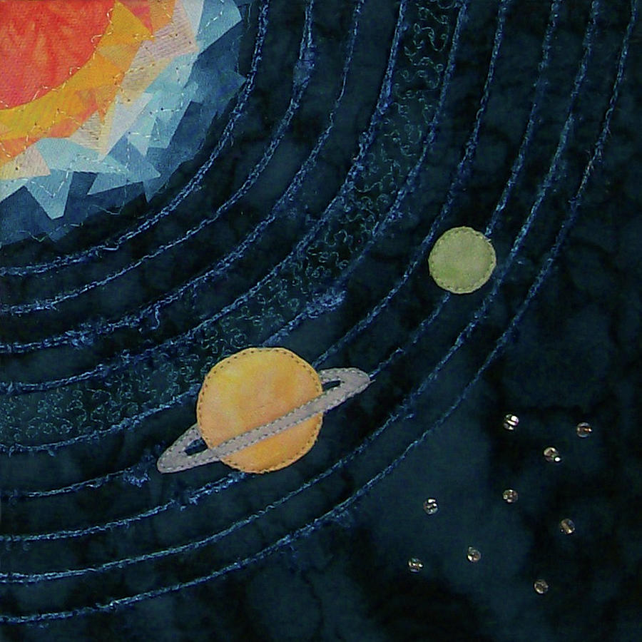 Saturn Orbiting Tapestry - Textile by Pam Geisel