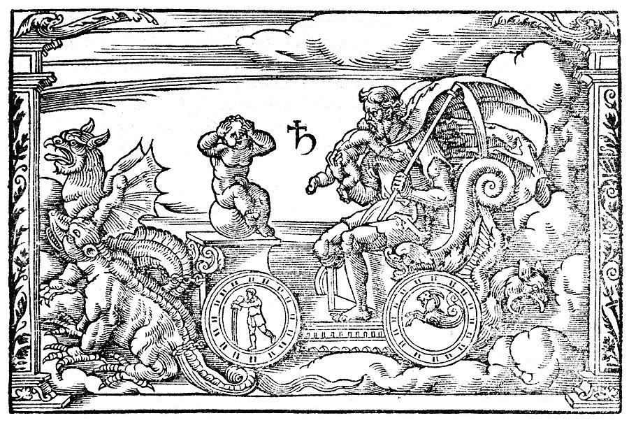 Saturn, Roman God Of Time, 1569. Artist Drawing by Print Collector
