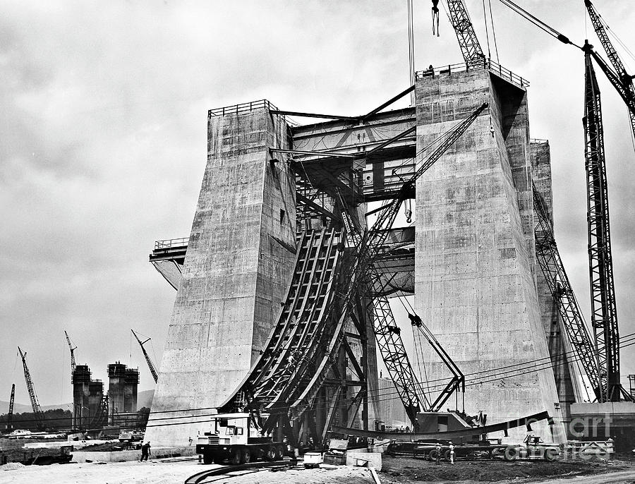 Crane Photograph - Saturn V First Stage Test Stand Construction by Nasa/science Photo Library