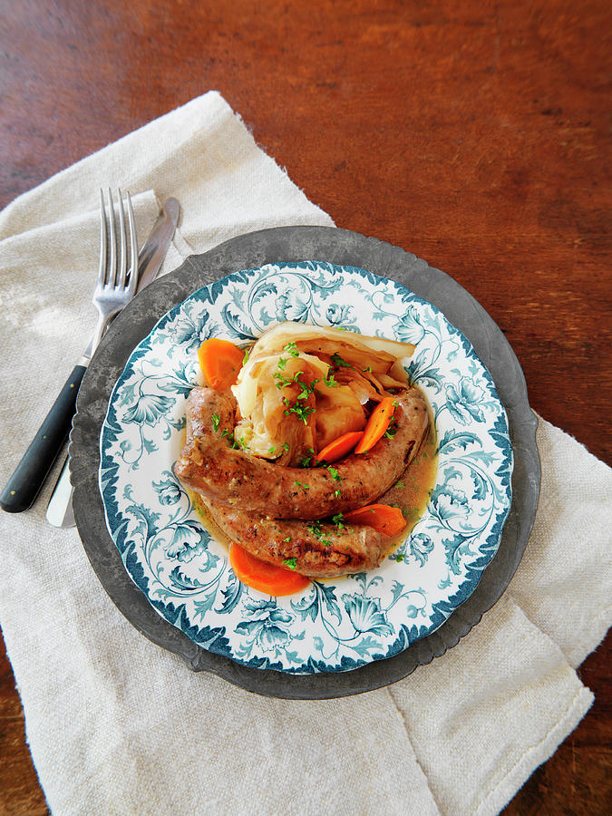 Sausage With Cabbage And Carrots Photograph by Jim Scherer