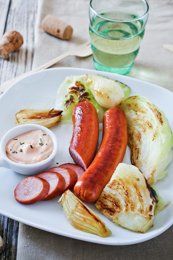 Sausages With Grilled Vegetables And Sauce Photograph by Maricruz Avalos Flores