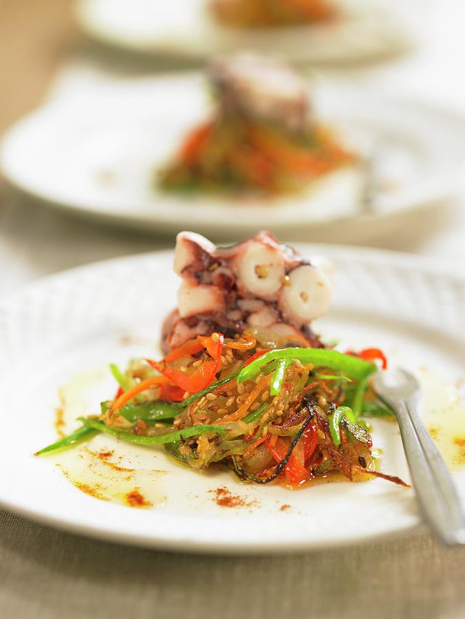 Sauteed Vegetables With Octopus Photograph by Lawton