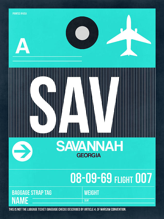 Vintage Digital Art - SAV Savannah Luggage Tag II by Naxart Studio