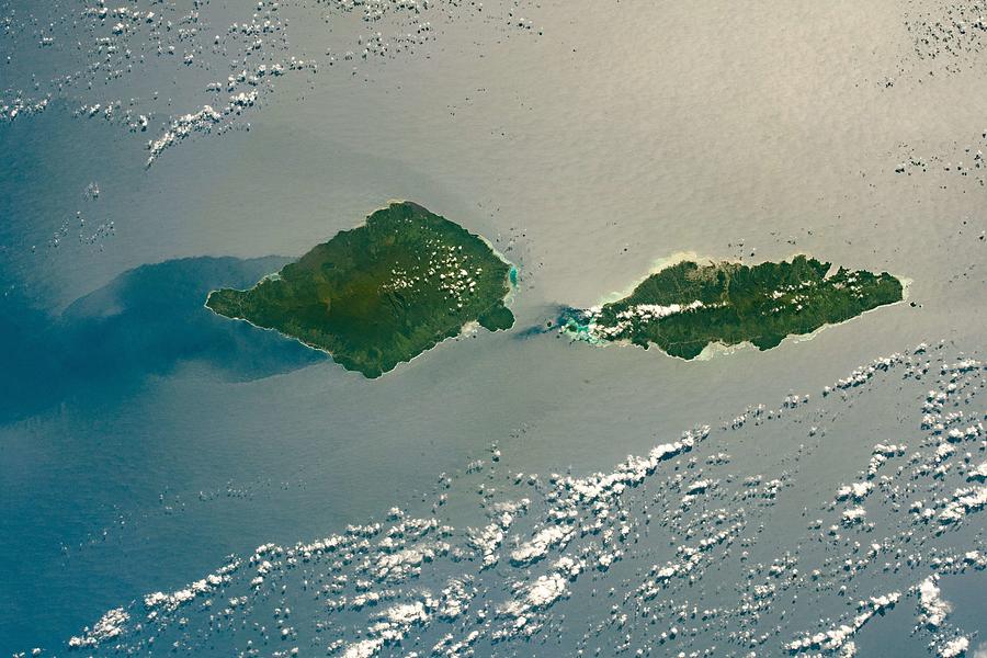 Savai i and Upolu in Sunglint Painting by Celestial Images