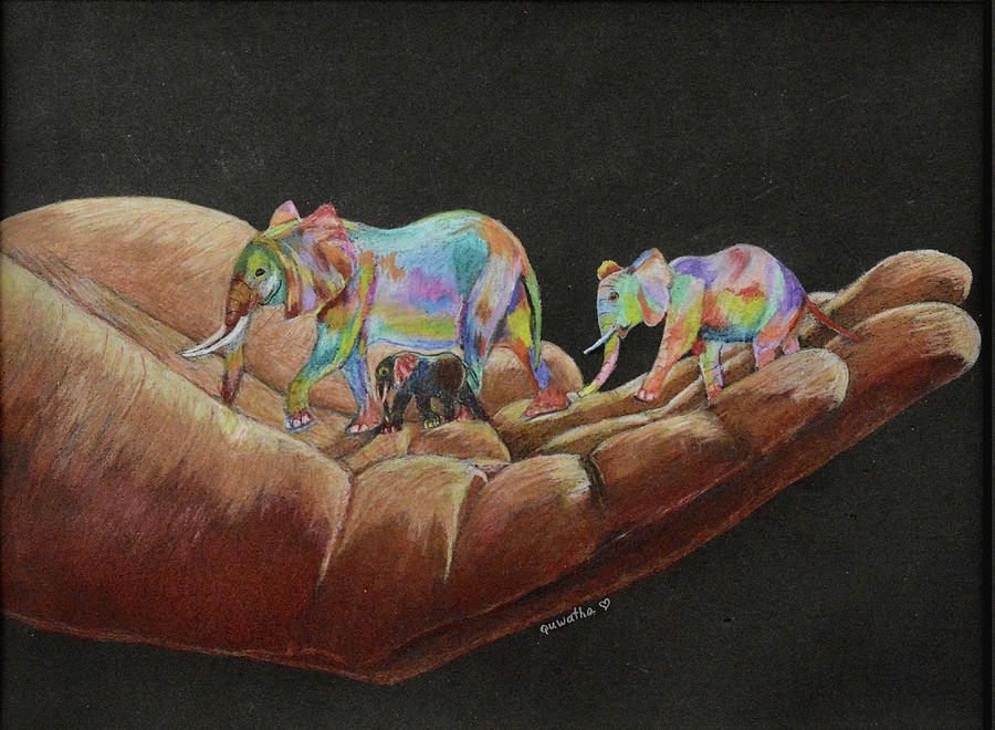 Save the Elephants Drawing by Quwatha Valentine