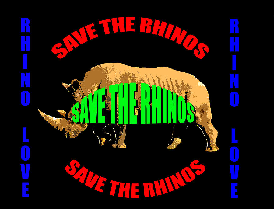 Save the Rhino love  Mixed Media by David Lee Thompson