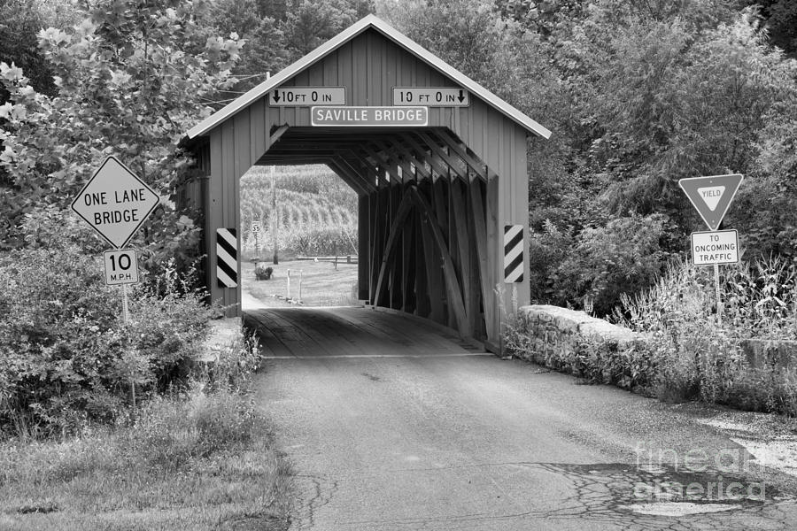 Saville Covered Bridge Black And White Photograph by Adam Jewell