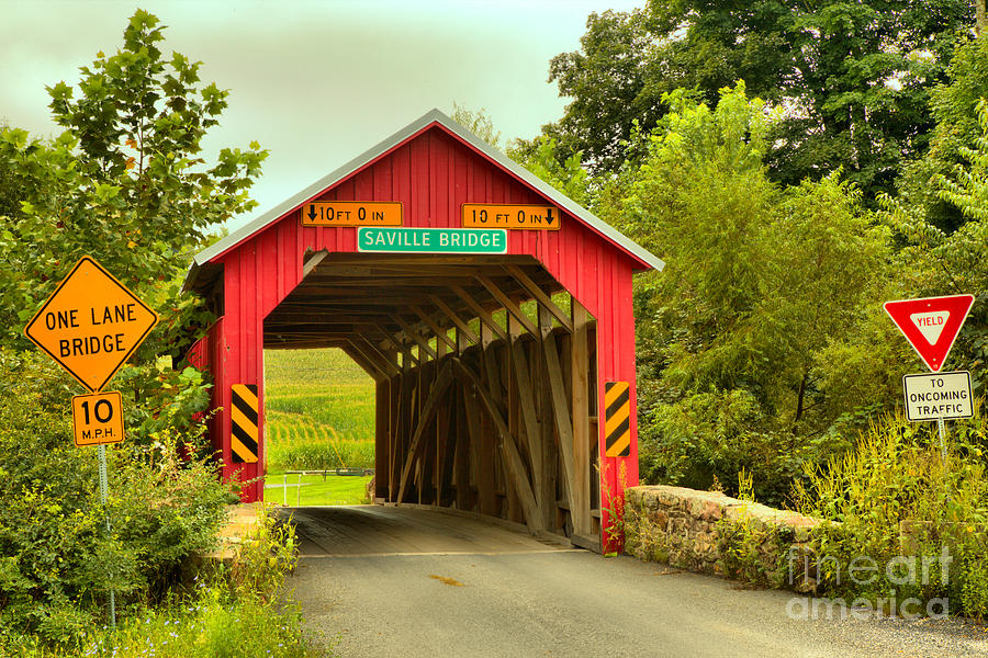 Saville Township Covered Bridge Photograph by Adam Jewell