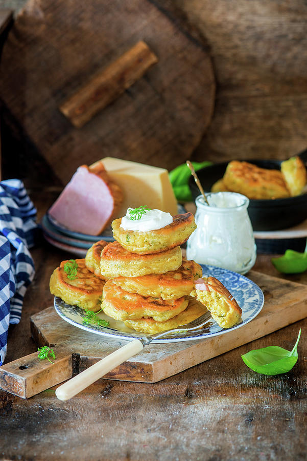 Savoury Pancakes With Ham And Cheese Photograph by Irina Meliukh