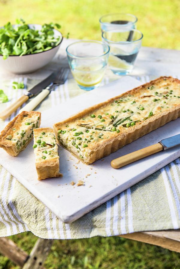 Savoury Tart With Peas And Cheese, Sliced Photograph by Magdalena Hendey