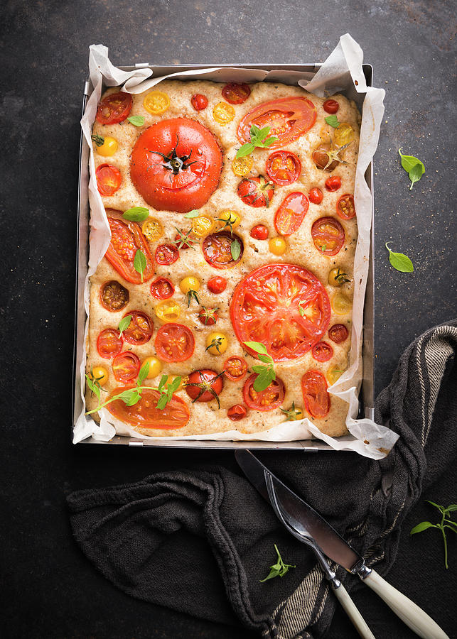 Savoury Vegan Spelt And Tomato Cake Photograph by Kati Neudert