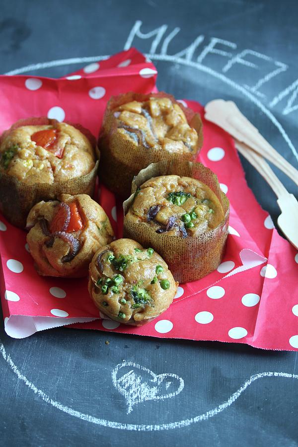 Savoury Vegetable Muffins Photograph by Milly Kay
