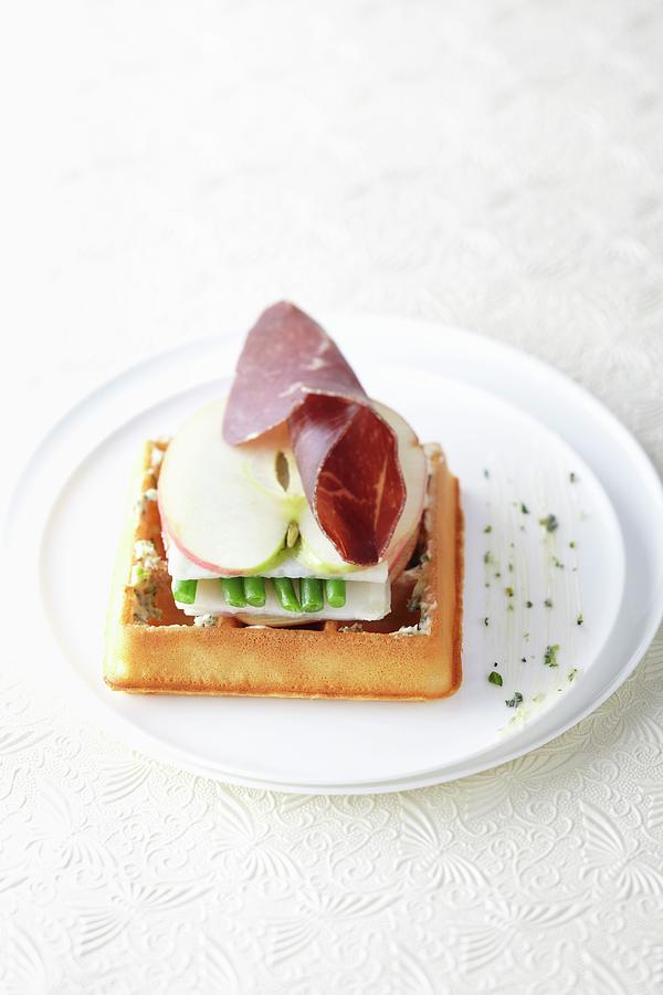 Savoury Waffle With Comt, Beans, Apple And Grisons Air-dried Beef Photograph by Atelier Mai 98