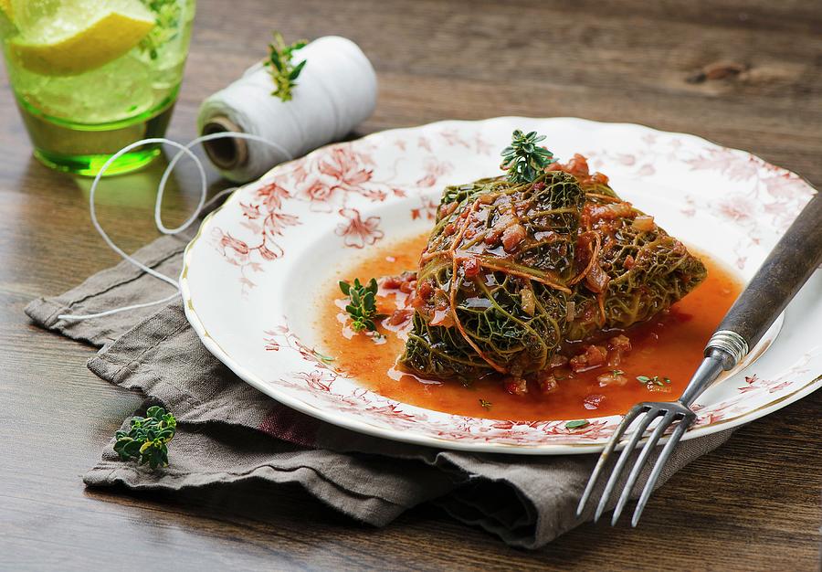 Savoy Cabbage Parcel Filled With Minced Meat Photograph by Ewgenija Schall