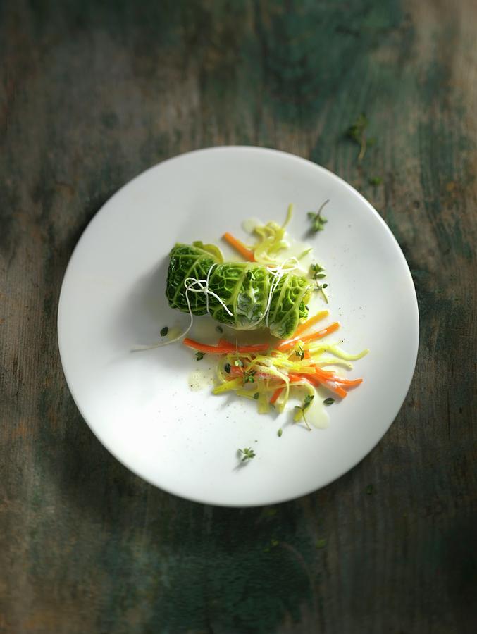 Savoy Cabbage Roll With Vegetables Photograph by Linda Sonntag