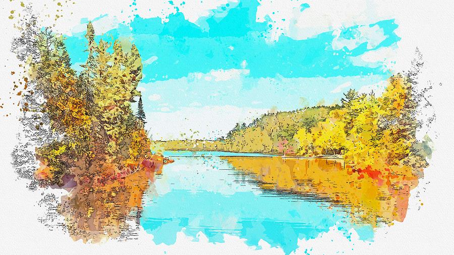 Nature Painting - Sawbill Lake,tofte, United States Watercolor By Ahmet Asar by Celestial Images Nature Painting - Sawbill Lake,tofte, United States Watercolor By Ahmet Asar by Celestial Images