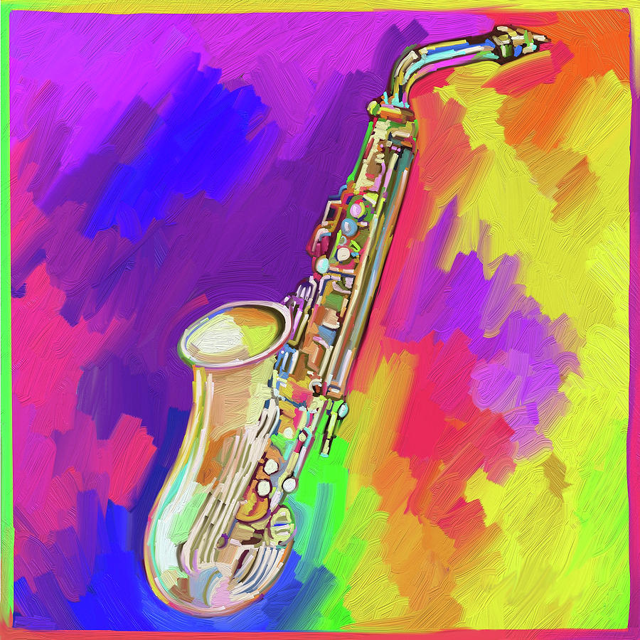 Music Digital Art - Saxophone by Howie Green