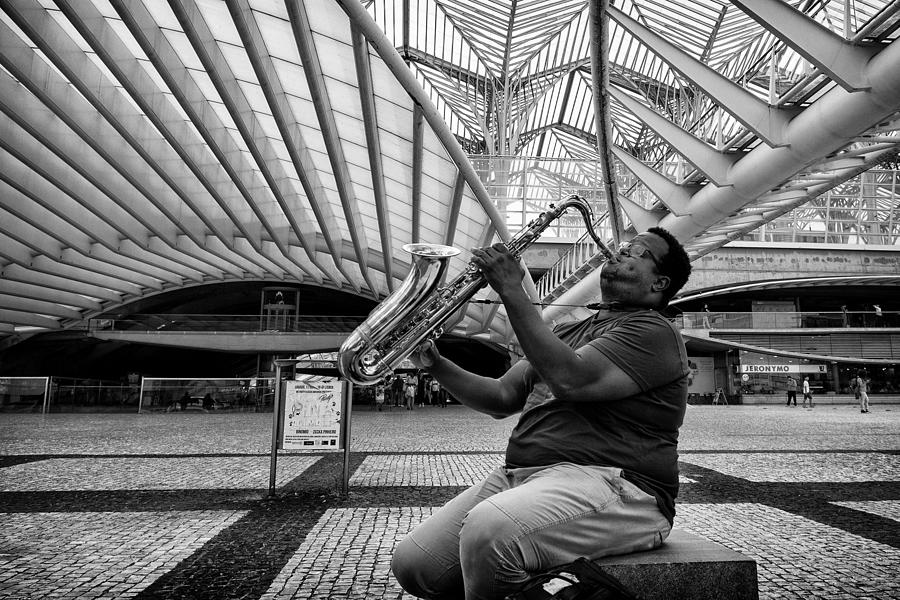 Music Photograph - Saxophone Musician by Carlos Lopes Franco