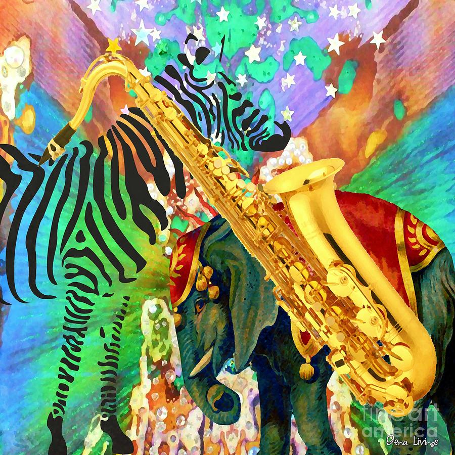 Saxophone Safari Digital Art by Gena Livings