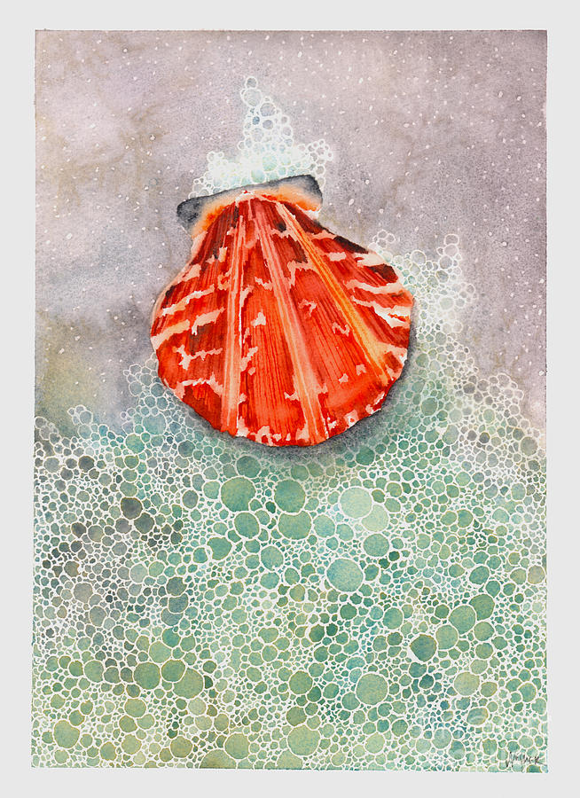 Scallop Shell Painting by Hilda Wagner