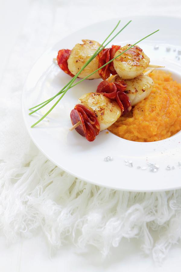 Scallops With Chorizo And Carrot Pure christmassy Photograph by Atelier Mai 98