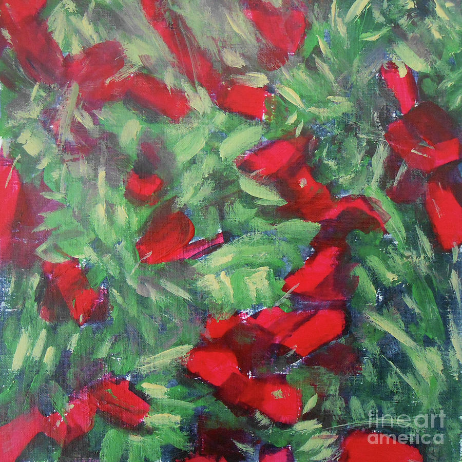 Scarlet Bottlebrush Painting by Jane See