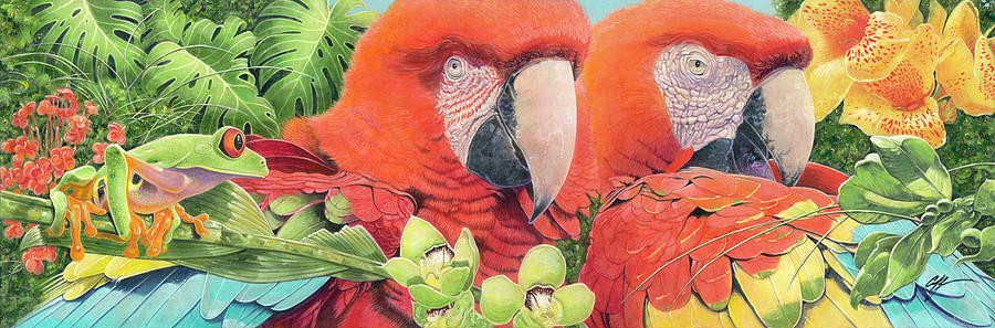 Animal Painting - Scarlet Macaws by Durwood Coffey