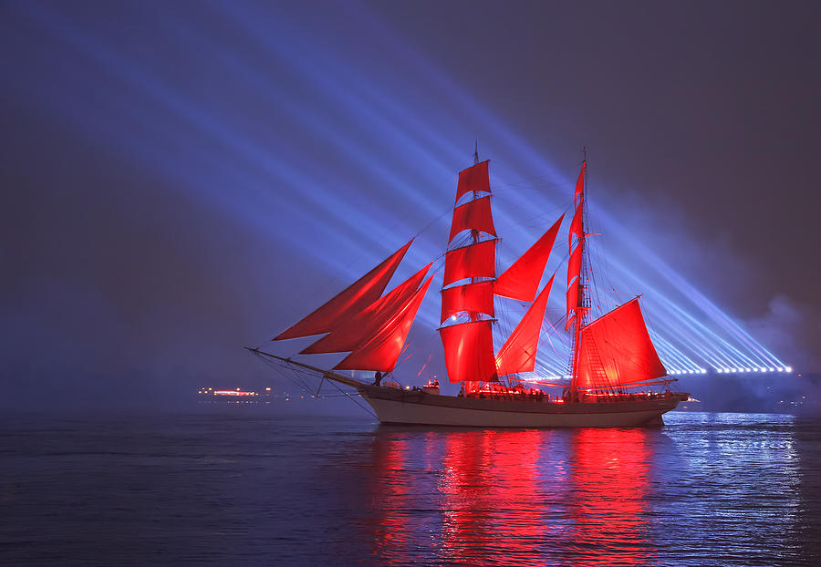 Scarlet Sails Photograph by Alexander Pavlov