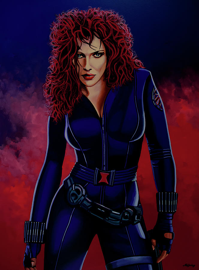 Black Widow Painting - Scarlett Johansson as Black Widow by Paul Meijering
