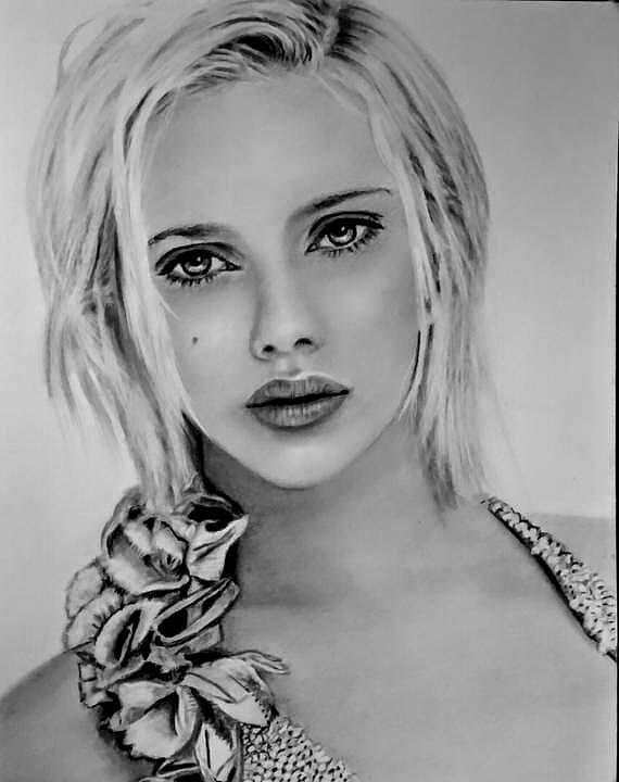 Scarlett Johansson Drawing by Rebecca Snow - Pixels