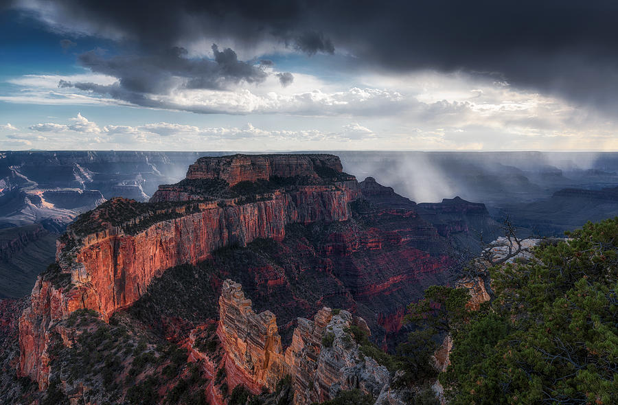 Scattered Showers At Grand Canyon Photograph by Aidong Ning