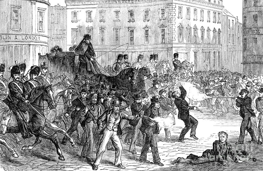 Scene At A Belfast Riot Late 19th Drawing by Print Collector