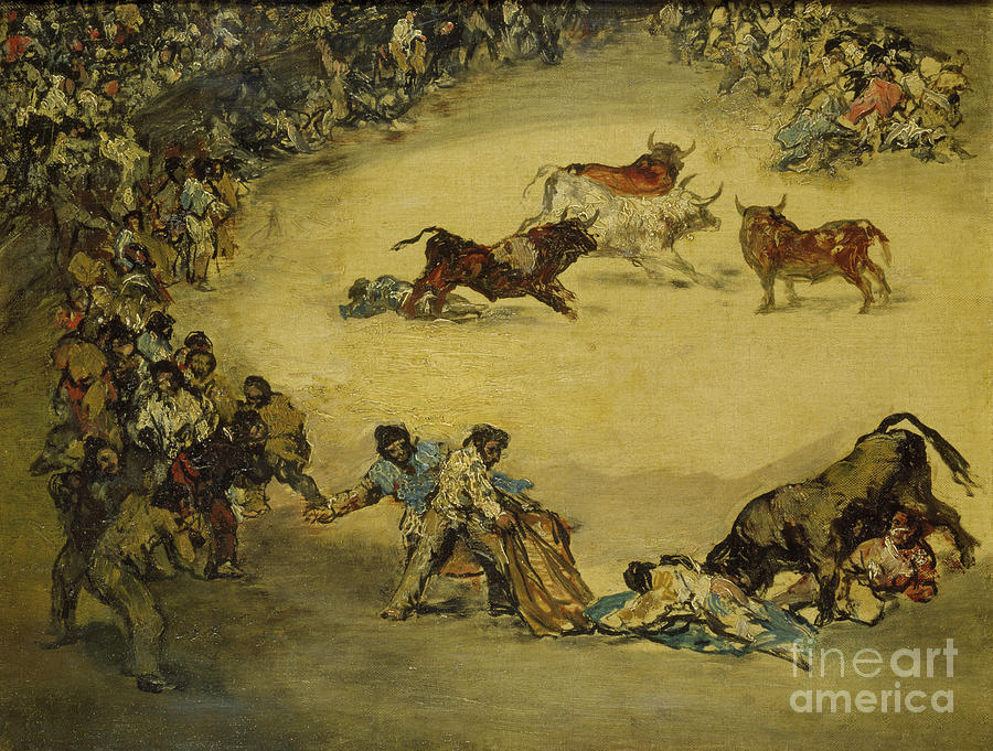 Scene At A Bullfight Spanish Entertainment By Goya Painting by Francisco Goya