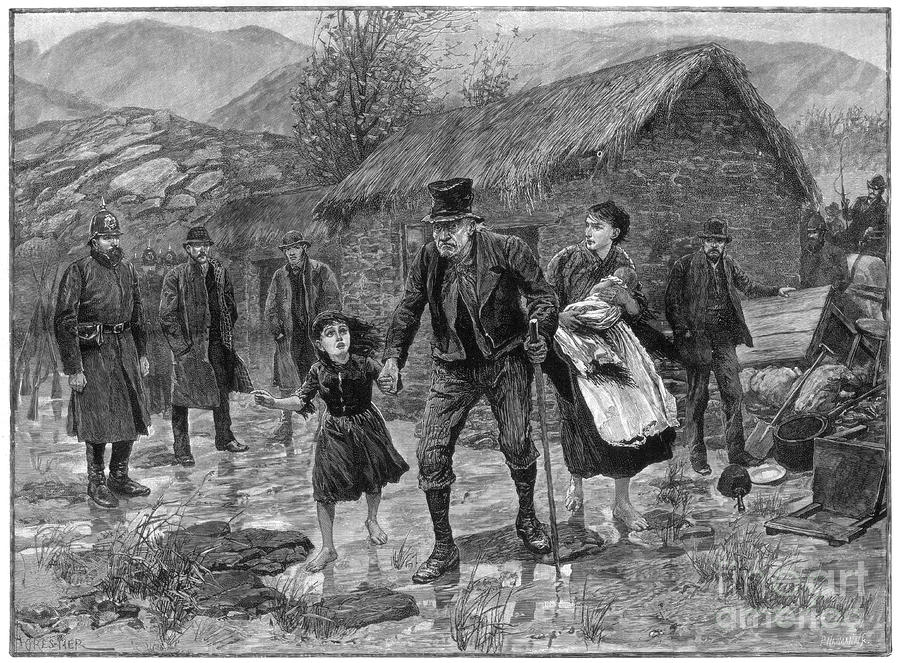 Scene At An Irish Eviction In County Drawing by Print Collector