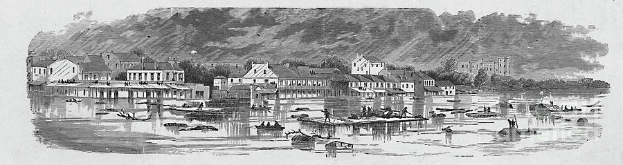Scene At Baton Rouge During The Floods Drawing by Print Collector