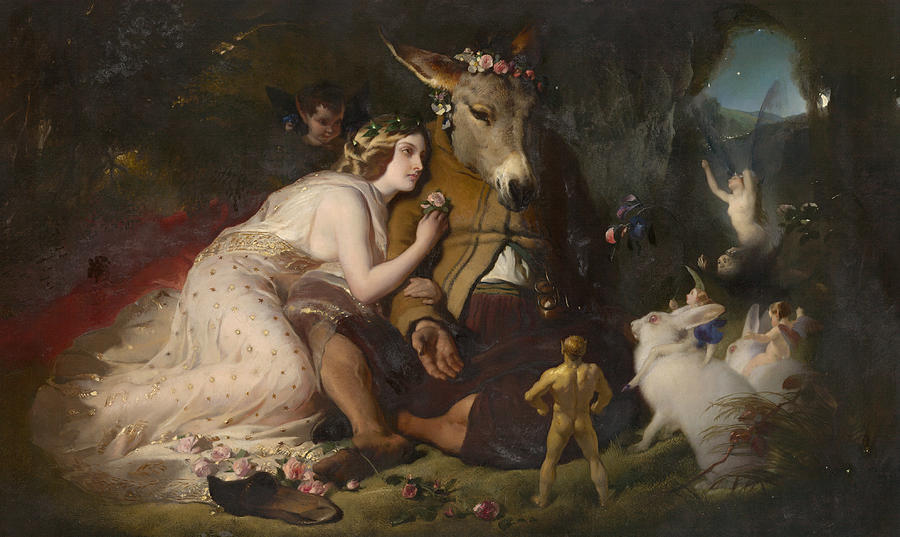 Scene from A Midsummer Nights Dream. Titania and Bottom Painting by Edwin Landseer