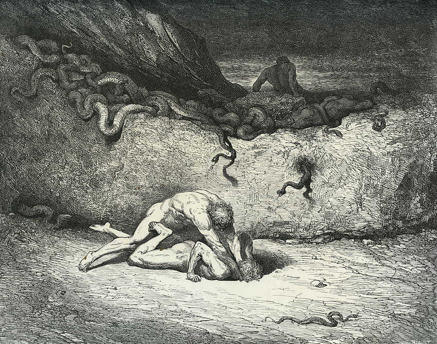 Scene From Dante Alighieri La Divina Painting by Gustave Dore