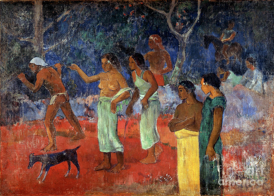 Scene From Tahitian Life, 1896. Artist Drawing by Heritage Images